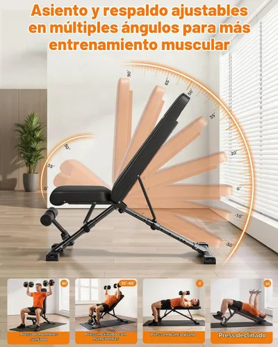 Vista 2 de AIRHOP Banco de entrenamiento plegable, banco de pesas FID de 90° a -30°