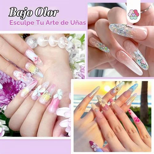 Vista 6 de SAVILAND Essentials Kit de uñas acrílicas: Kit de uñas todo en uno fácil y premium con polvo acrílico transparente, blanco y rosa, EMA monómero
