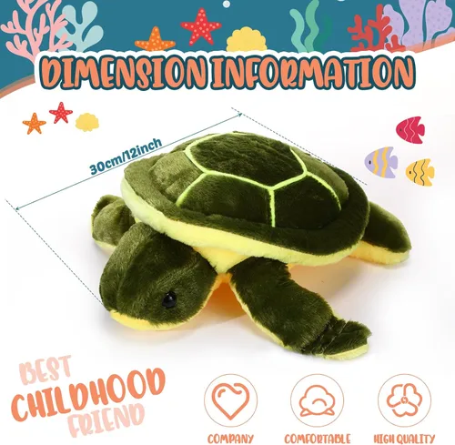 Vista 3 de Civaner Animales de peluche grandes de tortuga marina verde, juguetes de felpa suave y gigante, almohada corporal de tortuga oceánica, muñeca