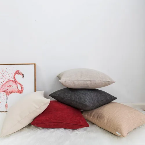 Vista 6 de Jeanerlor - Funda de almohada sólida de lino de 18 x 18 pulgadas / Funda de cojín estilo europeo / Funda de cojín rústico, fundas de almohada