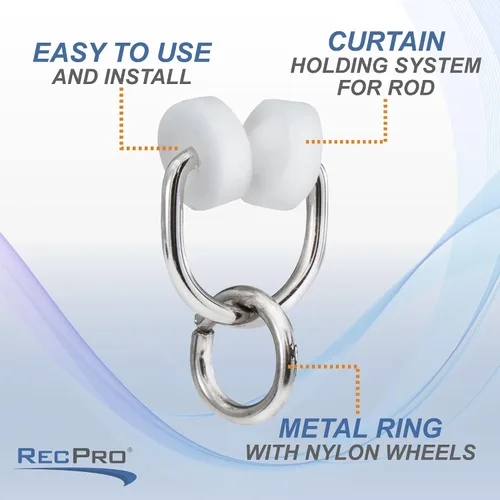 Vista 4 de RecPro Anillo portador de ruedas de nylon RV para barra de cortina I Beam Track (14)