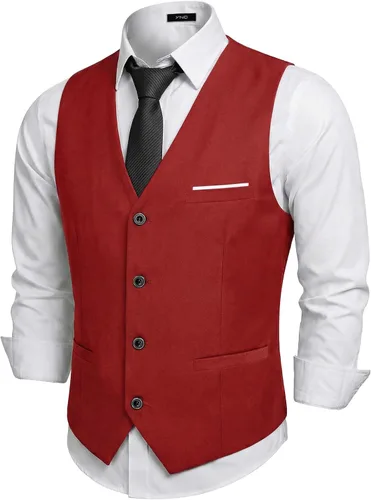 Vista 16 de Chaleco de traje de negocios para hombre, chaqueta ajustada, chalecos de traje casual Beige