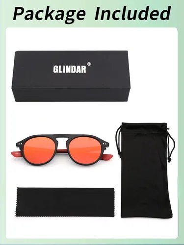 Vista 7 de GLINDAR Gafas de sol polarizadas vintage para mujeres y hombres, redondas, protección UV400, gafas retro