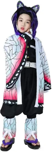 Vista 4 de TSCMRCDC Cosplay Costume Kochou Shinobu Anime Cosplay Costume Outfits Cape Christmas Halloween Uniform for Kids and Adult