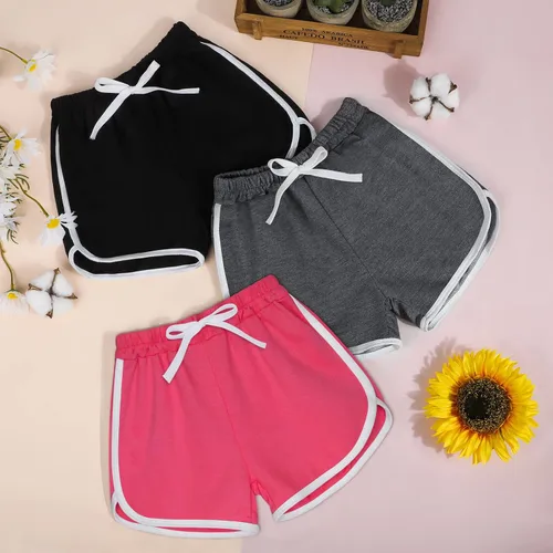 Vista 4 de Ruisita Pantalones cortos deportivos de 3 piezas para niñas y niños, para bailar, para entrenamiento de verano para niños pequeños, Blanco