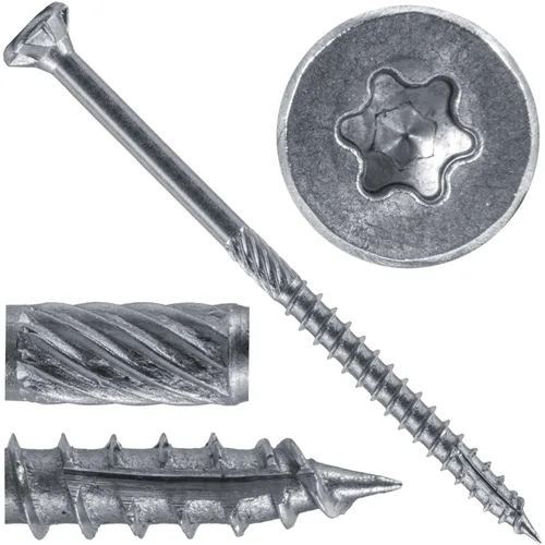 Vista 114 de 8 x 1 revestimiento exterior recubierto de bronce, tornillo de madera multiusos compatible con ACQ, cabeza plana Torx/Star Drive de 1 libra, 288