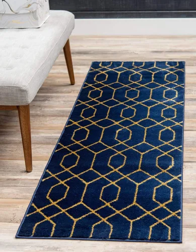 Vista 12 de Marilyn Monroe Glam Collection - Alfombra de área con diseño enrejado (2 x 3 pies, rectangular, azul marino y dorado)