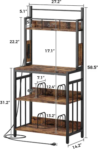 Vista 2 de IRONCK Soporte para tocadiscos, almacenamiento de discos de vinilo de 2 niveles, mesa grande para tocadiscos con estación de carga, soporte