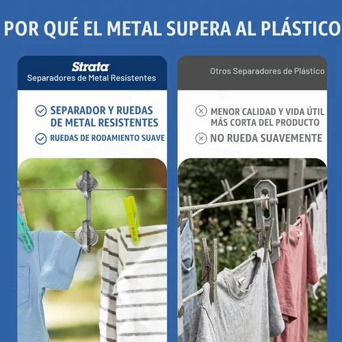 Vista 2 de Strata C78050V Separadores de metal de 10 pulgadas / ruedas para tendedero