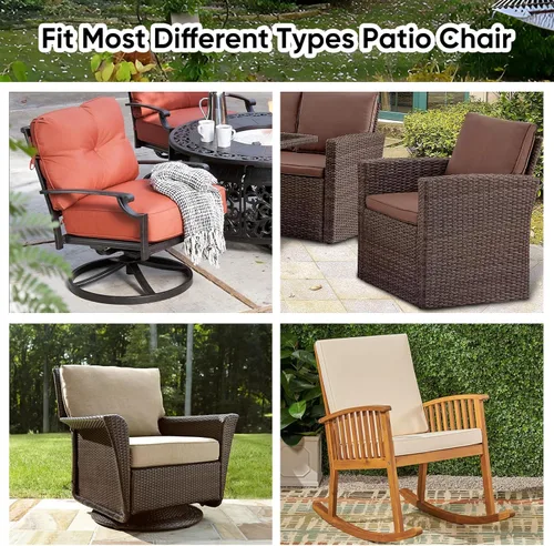 Vista 7 de Funda impermeable resistente para silla de patio, muebles de exterior, funda de asiento profundo, paquete de 2 unidades que se adapta hasta 32.5