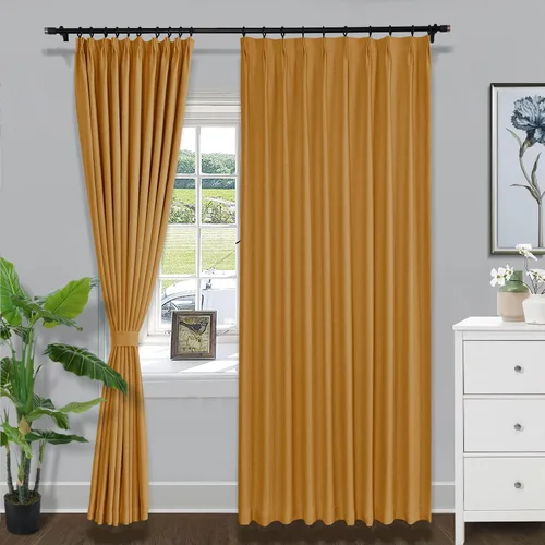 Vista 10 de Fcosie Cortinas opacas de lino de 63 pulgadas de largo, cortinas plisadas para barra transversal, cortinas con aislamiento térmico para comedor