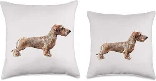 Vista 3 de ElegantCat Wire Dachshund Mini Almohada de belleza en miniatura roja, 16 x 16 pulgadas, multicolor