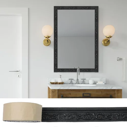 Vista 8 de Moldura de espuma autoadhesiva de 90 x 3.1 pulgadas, borde de papel tapiz de moldura de corona, líneas de bordes de pared 3D, base de pared