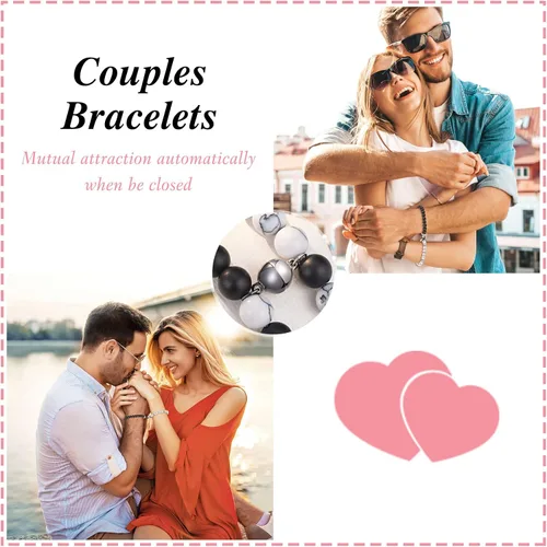 Vista 6 de PINKDODO Couples Bracelets for Boyfriend Girlfriend Women Men Lovers Friends
