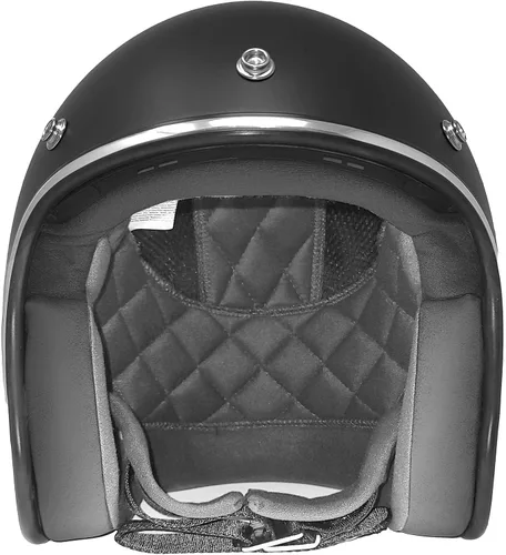 Vista 5 de GDM RENEGADE - Casco abierto para motocicleta, 3/4, estilo vintage, negro mate (escudo cromado, S)