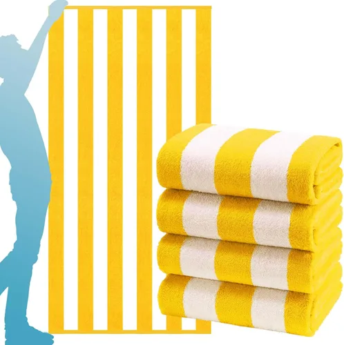 Vista 16 de Paquete de 4 toallas de baño extra grandes a rayas, juego de toallas de baño a granel, tamaño XL, grandes, esponjosas, absorbentes, de microfibra