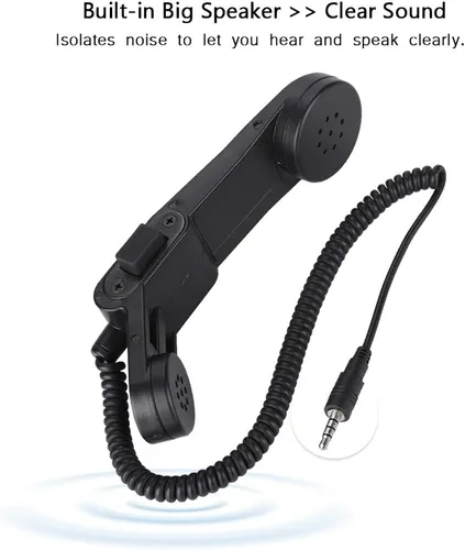 Vista 4 de Qiilu Micrófono de hombro PTT, 0.138 in Plug Handheld Speaker Mic HiFi Sound Shoulder o Handheld Retro Teléfono Auricular (negro)