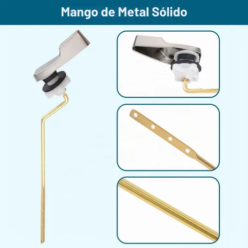 Vista 5 de Kit de repuesto de manija de inodoro de metal universal de montaje lateral compatible con American Standard/Mansfield/Gerber/TOTO/Kohler inodoro