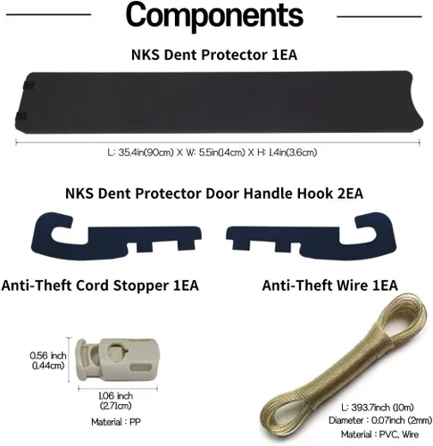 Vista 6 de NKS - Protector de abolladuras para puerta de automóvil, no magnético, extraíble para borde de puerta y protección de parachoques