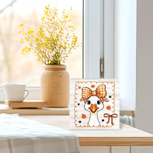 Vista 4 de Divertida decoración de otoño de ganso tonto, decoraciones de otoño para oficina en casa, decoraciones de Acción de Gracias para regalos de cocina