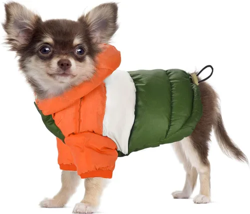 Vista 6 de Chaleco de Perro Abrigo de Invierno para Perros Pequeños Niños Niñas, Chaquetas de Plumón para Perros Sudadera con Capucha para Cachorros Abrigo