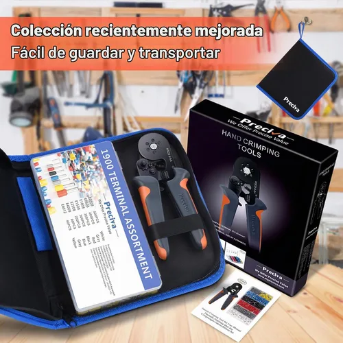 Vista 3 de Kit de herramientas de crimpado de ferrules Preciva con 1900 piezas de conectores de alambre, kit de crimpado de terminales de alambre de trinquete
