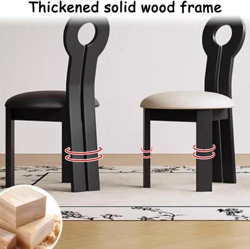 Vista 5 de YVYKFZD Dining Chairs Set, Solid Wood Dining Room Chair, Upholstered Kitchen Chairs, Unique Key-Shaped Living Room Chair, for Offices Bedroom Study