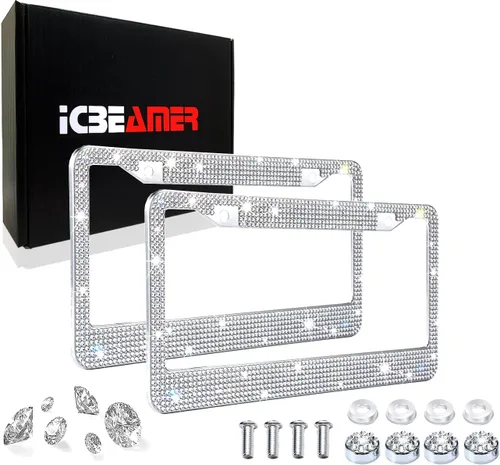 Vista 8 de ICBEAMER Marco de matrícula de motocicleta impermeable de ajuste universal para la mayoría con 6+ LED intermitentes de cola + luz de freno