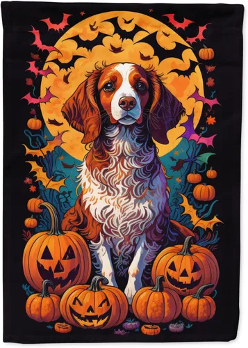 Vista 39 de Caroline's Treasures DAC1466GF - Bandera decorativa para jardín de Halloween de Affenpinscher Witchy para jardín, decoración para patio exterior