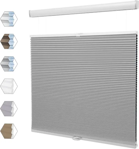 Vista 11 de Persianas celulares opacas con diseño de panal de abeja, persianas inalámbricas para ventanas de oscurecimiento de habitación, fácil de instalar