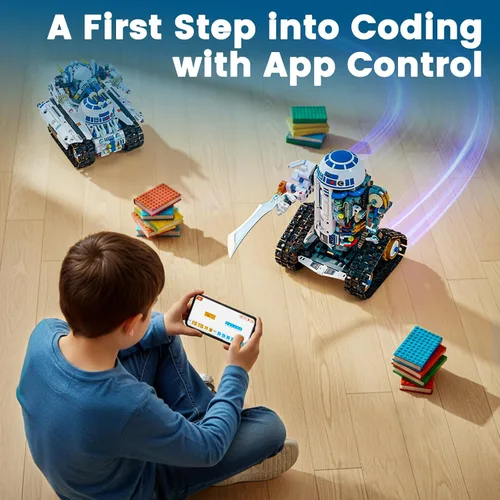 Vista 5 de Kit de construcción de robot STEM 3 en 1, aplicación y kit de robótica de control remoto