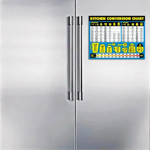 Vista 7 de Imán de tabla de conversión de medidas de cocina, extra grande, fácil de leer, decoración magnética de cocina - Herramienta de medición de recetas