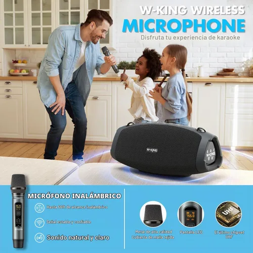 Vista 3 de W-KING Altavoces Bluetooth portátiles ruidosos, 120 W máx. con micrófono inalámbrico 70W Outdoor Speaker Bluetooth Wireless Waterproof, Triple