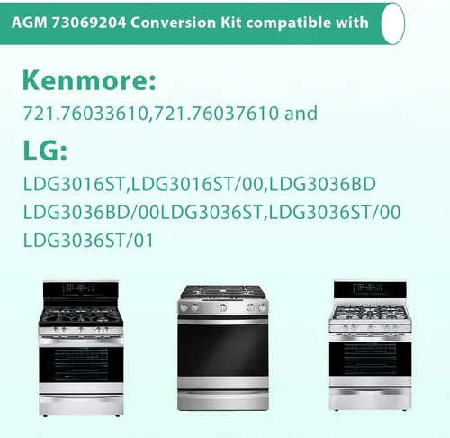 Vista 2 de AGM73069204 Kit de conversión de rango de gas, compatible con LG Kenmore Elite Gas Stove Propane Range LP, kit de orificio de gas de repuesto