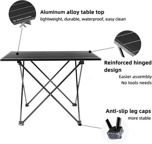 Vista 4 de ROCK CLOUD Mesa de campamento portátil de aluminio ultraligera, mesa de playa plegable para camping, senderismo, mochileros, picnic al aire libre