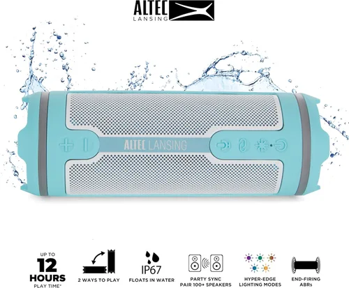 Vista 2 de Altec Lansing HydraMOTION 2.0 Altavoz Bluetooth Inalámbrico, Batería de 16H, Luces RGB, Carga Rápida USB-C, Altavoz Bluetooth Resistente al Agua