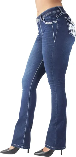 Vista 5 de The Sexy Flare Bootleg Ripped Premium Bootcut - Jeans para mujer, Blanco