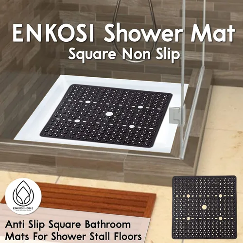 Vista 2 de ENKOSI Alfombrilla grande de 27 x 27 pulgadas cuadrada antideslizante para la ducha Alfombrilla antideslizante para cabina de ducha para personas