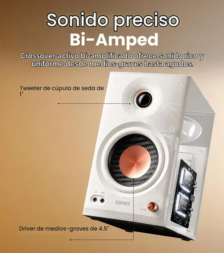 Vista 2 de Edifier MR4.5 Monitor de estudio biamplificado, altavoces de estantería RMS Blanco