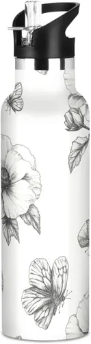 Vista 20 de Sport Insulated Water Bottle with Leak Proof Spout Lid Vacuum Insulated BPA-Free Leak Proof for Travel, Camping, Sports, Rustic Daisy Beige