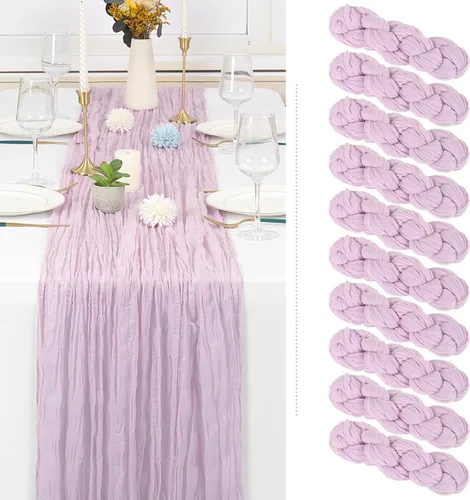 Vista 42 de Paquete de 6 caminos de mesa de estopilla rosa, extra anchos de 35 x 120 Rosa bebé