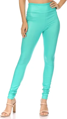 Vista 14 de Sakkas Leggings elásticos de cintura alta líquida mate, fabricados en Estados Unidos Negro