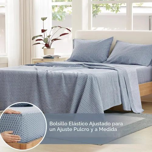 Vista 4 de Comfort Spaces Sábanas 100% algodón tamaño individual, transpirables, naturalmente frescas, sábanas de algodón suave con bolsillo elástico de 14