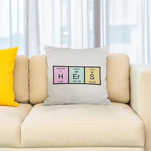 Vista 2 de 3dRose Hers in Periodic Table of Elements Symbols-Half Mrs Set Funda de almohada, 16 x 16