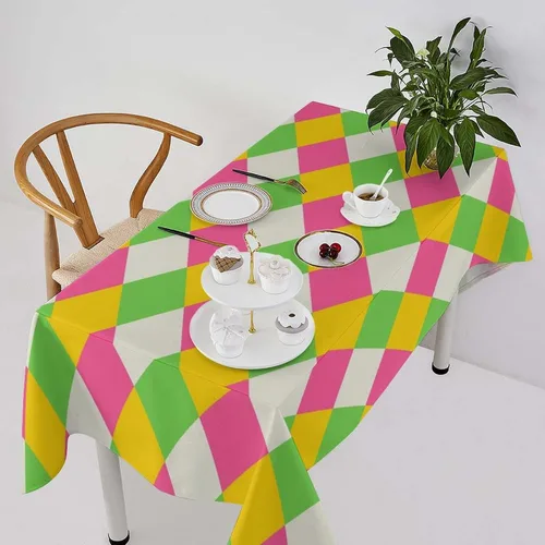 Vista 43 de Mantel retro moderno de mediados de siglo, diseño de colores retro de los años 50, resistente al agua, mantel lavable para cocina, comedor, fiesta
