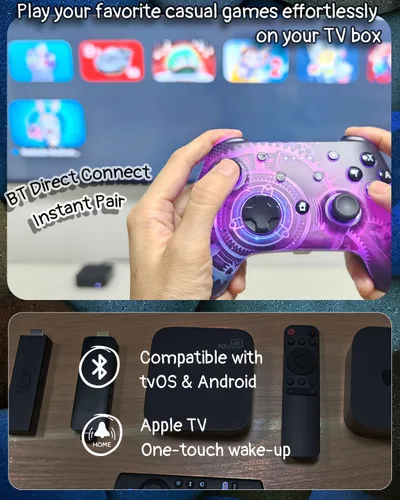 Vista 8 de Wzuicov Multi-Platform Game Controller with RGB & Dual-Mode Bluetooth & Wired Connection, Wireless Gamepad for Switch/Switch 2/iOS/Android/PC/TV