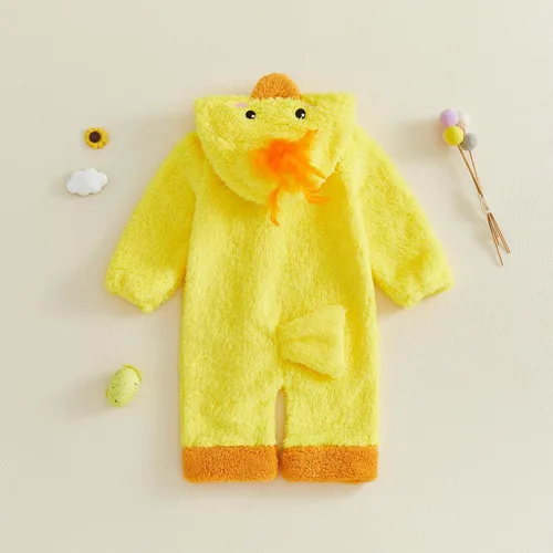Vista 7 de Baby Halloween Costume Chicken Hooded Romper Halloween Outfit R-yellow