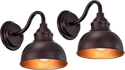 Vista 12 de Aplique de pared de cuello de cisne de bronce cepillado al óleo, luz de tocador rústica de 19 cm estilo granja para baño, dormitorio, garaje, porche