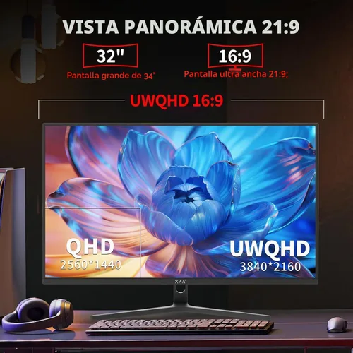 Vista 4 de Monitor IPS 4K UHD de 32 pulgadas, HDMI DP Ergo de 60 Hz, MacBook Home