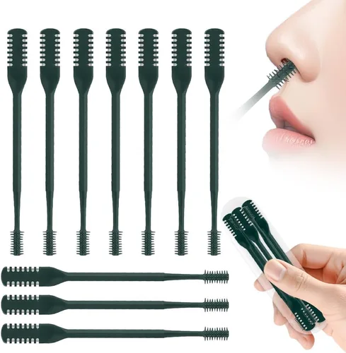 Vista 18 de Cortador de pelo nasal 2 en 1, recortador manual de doble cara con cepillo, cuchillo de nariz giratorio de 360° para hombres y mujeres, herramienta